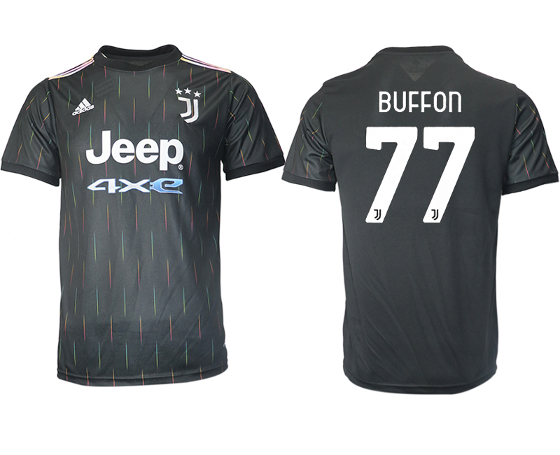 Men 2021-2022 Club Juventus away aaa version black #77 Soccer Jersey
